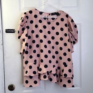 Milk & Honey. Polka dot peplum Blouse. Plus Size 3X.
